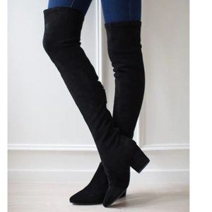 Goodnight macaroon Ellis black over the knee suede boots